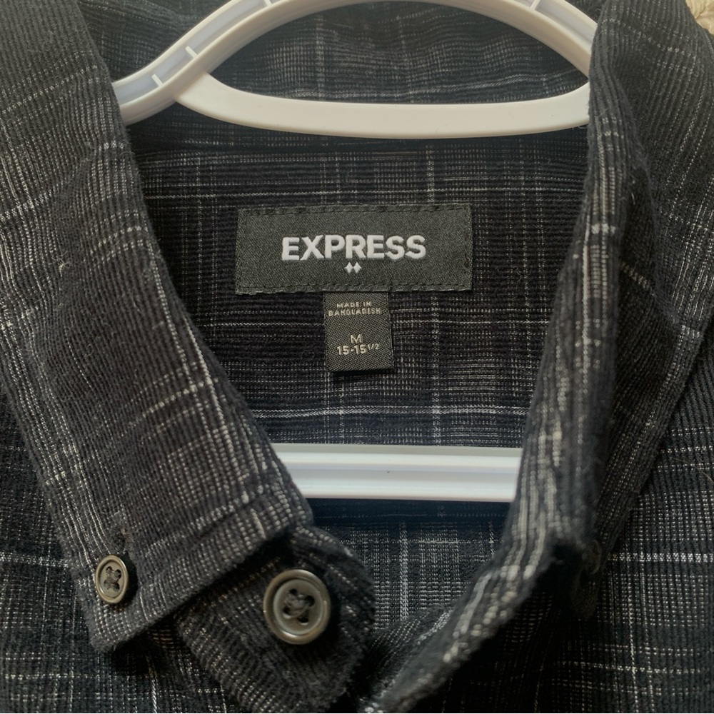 Two Corduroy Express Button-Down Shirts - Burgundy and Black - Picture 7 of 8